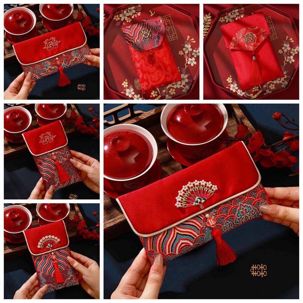 Brocade Cloth Tassel Brocade Red Envelope Spring Festival New Year Money Bag Wedding Birthday