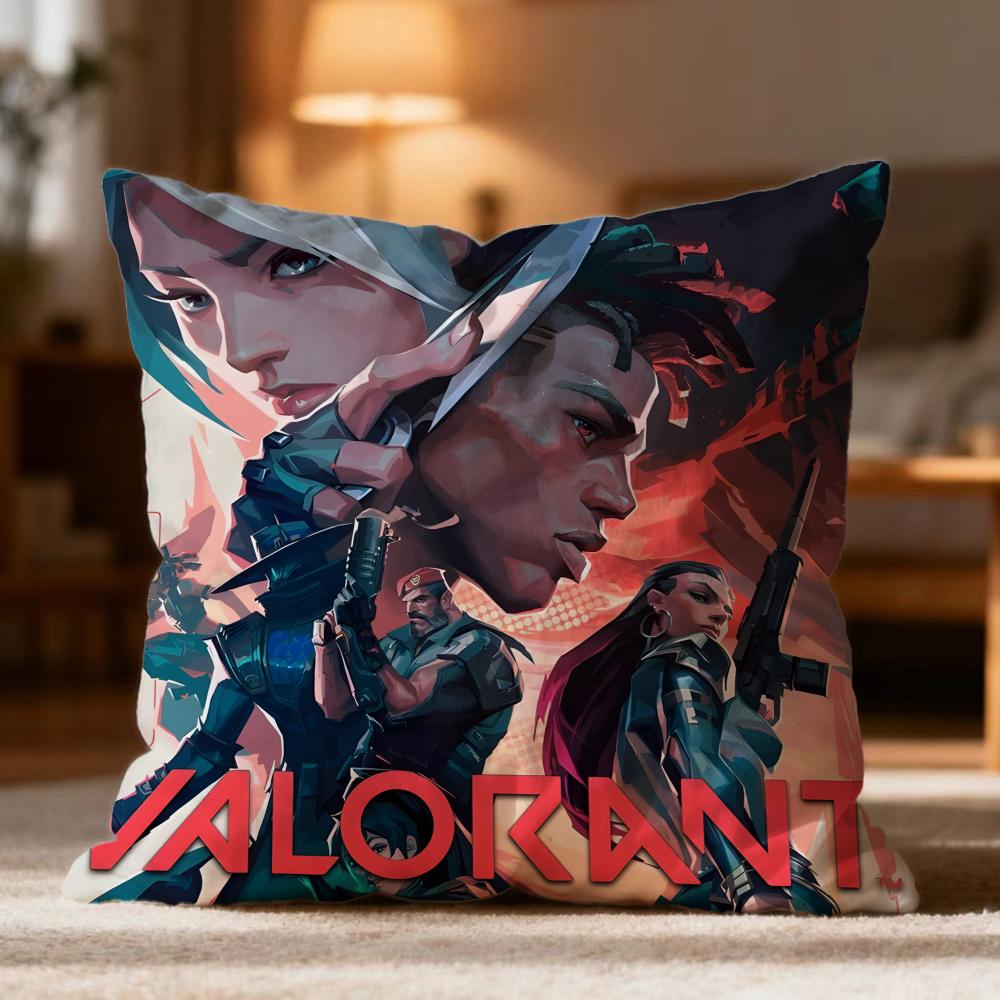 Popular VValorantes Cushion Cover Soft Washable Pillow Case Multi-Scene for Couch Bed Travel Office Use