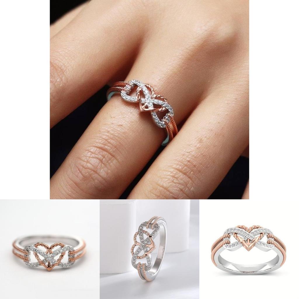 Stylish Geometric Heart-shaped Ring In Gorgeous Rose Gold For Daily Wear