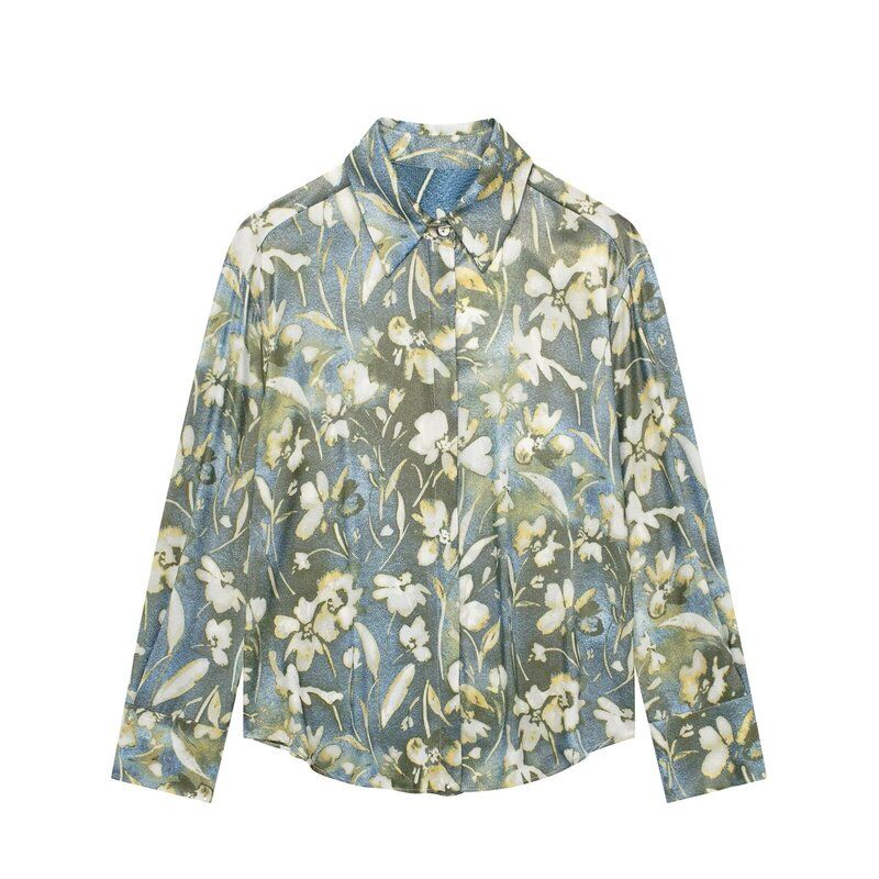 Fashion Style 2024 Spring New Women's Metal Surface Print Shirt High Waist Pleated Skirt 2592906 303