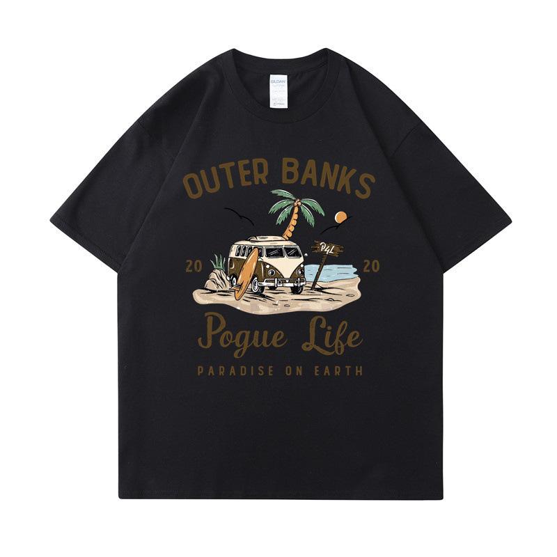 Модная футболка с принтом Outer Banks, футболка Pogue Life John B, Рай на Земле, Северная Каролина, Графические хлопковые топы Pouge