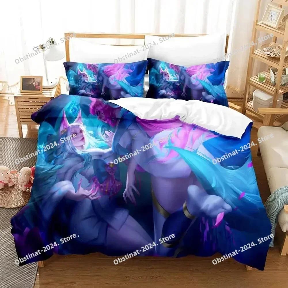 Новый игровой комплект постельного белья Spirit Blossom Ahri Single Twin Full Queen King Size Bed Set Adult Kids Bedroom Duvet cover Sets Anime Bed