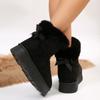 Fashion Snow Boots Women 2025 Winter Plush and Thick Fur Boots Suede Bow Thick Bottom Sleeve Short Boots
