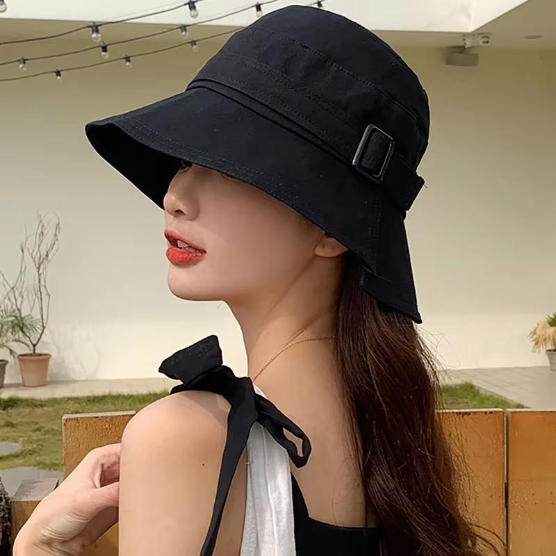 Женская нестандартная хлопковая шляпа-ведро с козырьком от солнца, однотонные широкие козырьки, тонкие рыболовные шляпы JK Korean Girl Travel Basin Cap