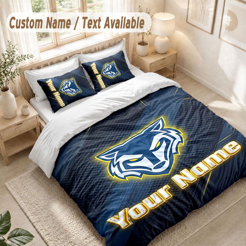 Custom Name Bedding Set 3 PiecesWarrington Wolves Print Duvet Cover + 2 Pillowcases Soft Bed Decor