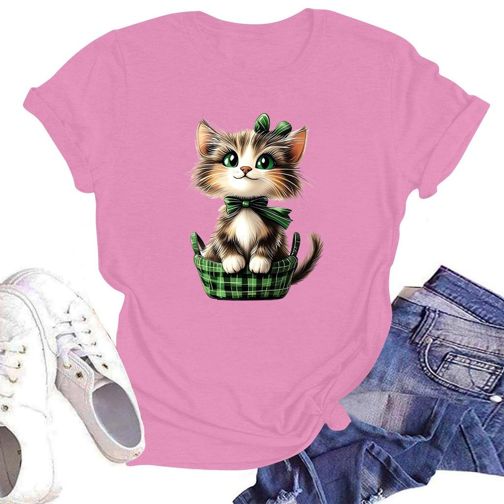 Женская модная футболка с круглым вырезом и коротким рукавом, пуловер