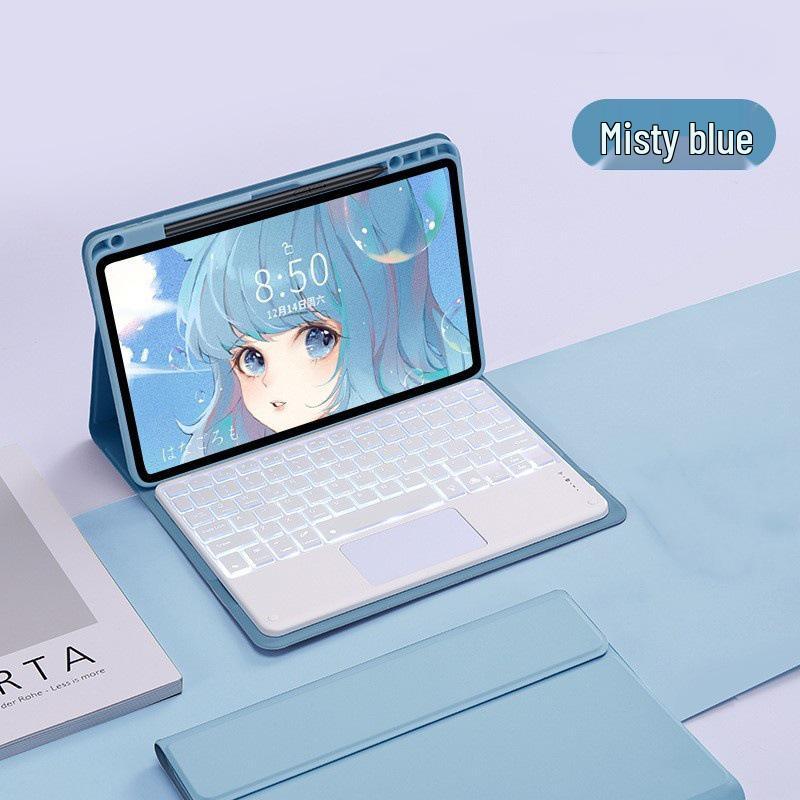 Совместимый чехол-клавиатура Bluetooth для iPad 11 2025 A16, 10-го поколения 10,9" с отсеком для стилуса и сенсорной панелью с подсветкой