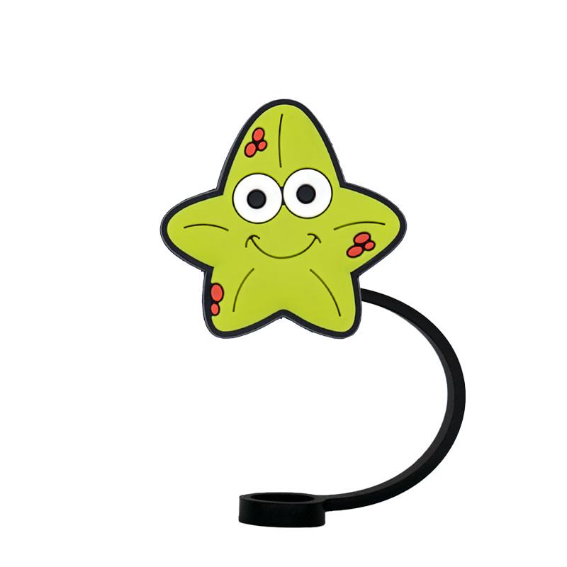 Straw Cover  High Quality Silicone Oceans Animal Reusable Dustproof Fishing Straw Toppers Covers for Cup Accessories