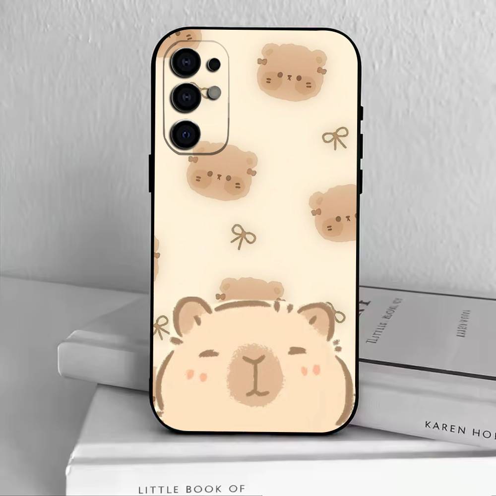 Cute K-Kawaii Capybara   Phone Case Black Silicone Soft For Samsung S25,S24,S21,S22,S23,S30,Ultra,S20,Plus,Fe,Lite