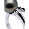 Bague - Pearls &amp; Colors - Prestige - Perle de Culture de Tahiti 10-11 mm Ronde - Or Blanc 750/1000 - Qualité A+ - Diamant - Femme