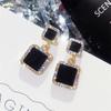Trend Women Black Square Shiny Earrings Fashion Geometry Girls Drop Earrings Jewelry