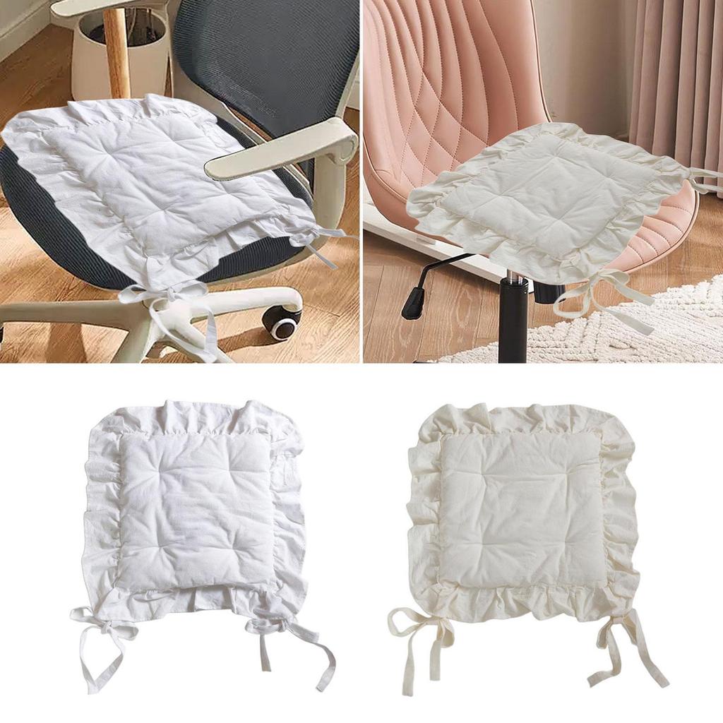 Ruffle Chair Cushion Square Multipurpose Seat Mat Comfortable Ruffles Seat Pad for Country Kitchen Farmhouse Wedding Decor