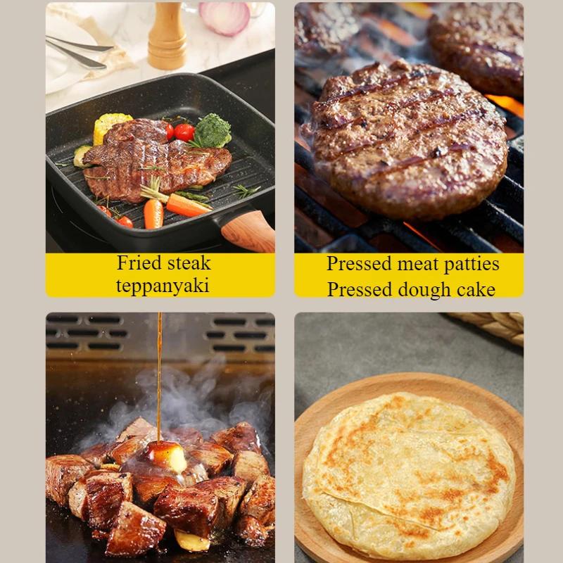 Пресс для мяса из нержавеющей стали с антипригарным покрытием, круглый, квадратный, для измельчения говядины, инструмент для гриля, толкушка для мяса, аксессуары для домашней кухни