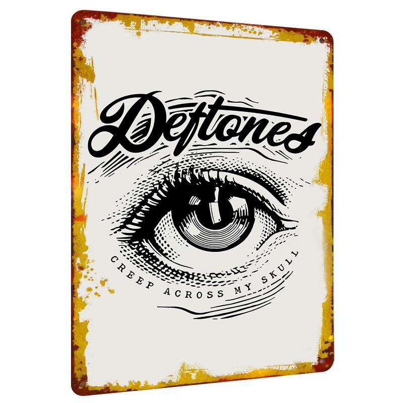 Deftones Band Art Metal Sign with Eye Design Indoor Outdoor Wall Decor Music Lover Gift