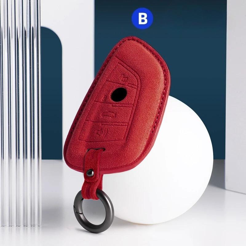 Car Key Case Cover for BMW 3 5 Series X1 X2 X3 X4 X5 X6 X7 F30 F90 F10 G30 G60 E60 F48 F39 E70 F15 F16 325li 530 Suede Keychain