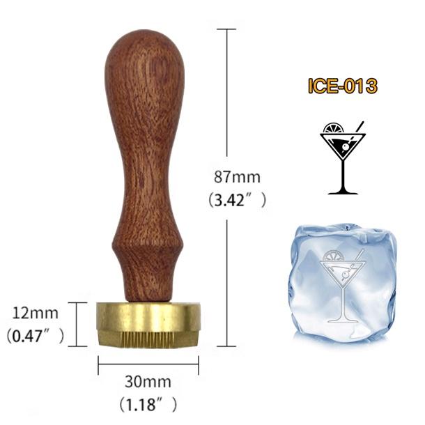 Ice Stamp With Removable Brass Head & Wood Handle - Vintage 1.18" Branding for Cubes, Cocktails, Whiskey, Mojito Drinks - Bar Making DIY Crafting
