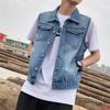 Men Denim Vests Spring Summer Ripped Long Hole Jeans WaistcoatFashion Sleeveless Casual Jacket Outerwear