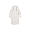 Recycled Down Long Puffer Jacket Solid Color Hooded Zipper Long Sleeve Coat Women Jacket White A6HG9-V04