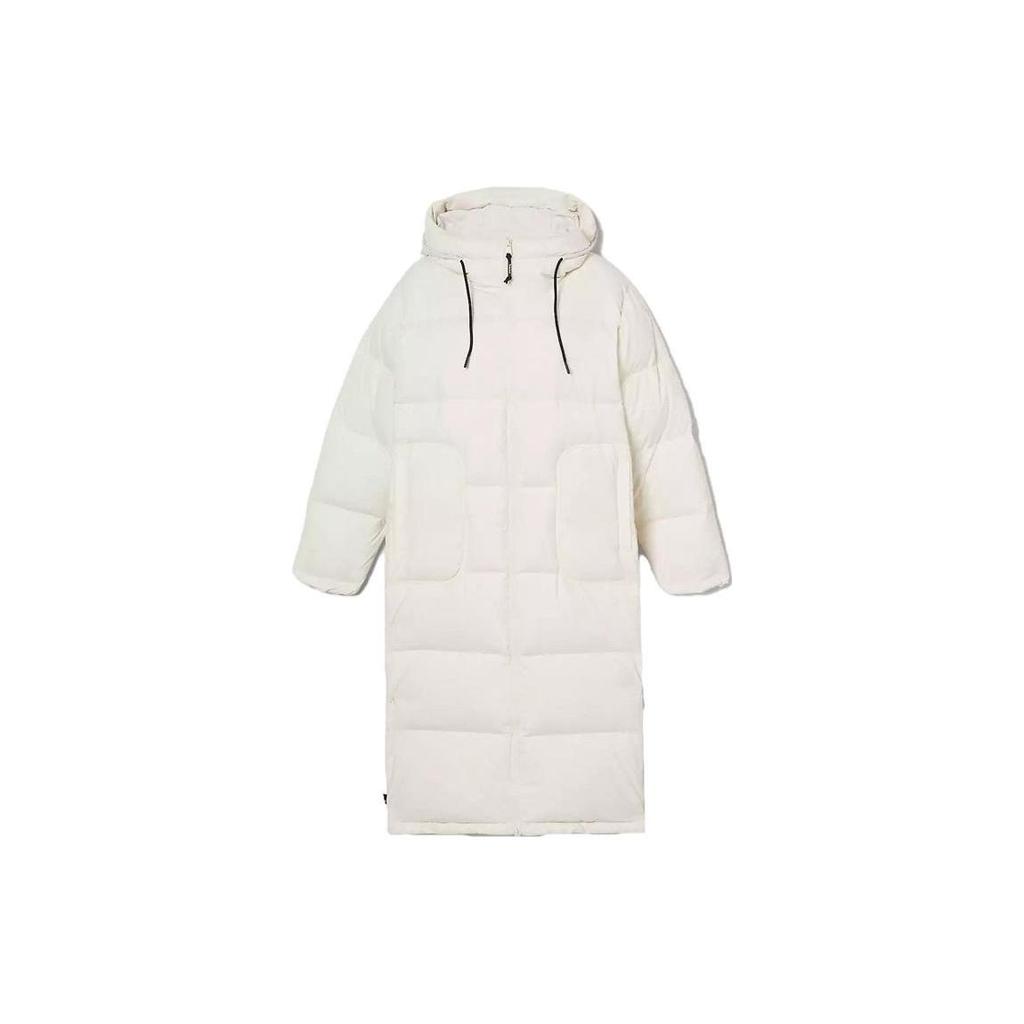 Timberland Длинная стеганая куртка из переработанного пуха, однотонная, с капюшоном, на молнии, с длинным рукавом, женская куртка, белая A6HG9-V04