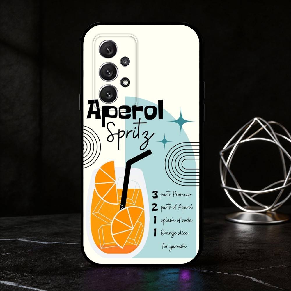 Чехол для телефона A-Aperol Spritz для Samsung S25,24,21,22,23,30,Ultra,20,Plus,Fe,Lite,Note Мягкий черный чехол