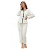 Simple Leisure Solid Colour Flannel Home Wear Pajamas Suit Striped Pajamas Women's Long Sleeve Long Trousers