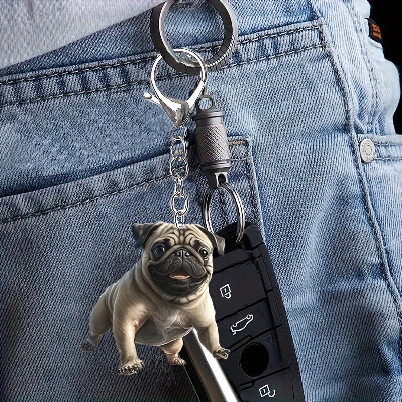 Новый акриловый плоский 2D брелок в виде мопса рождественский подарок акриловое украшение на рюкзак креативная подвеска на рождественскую елку