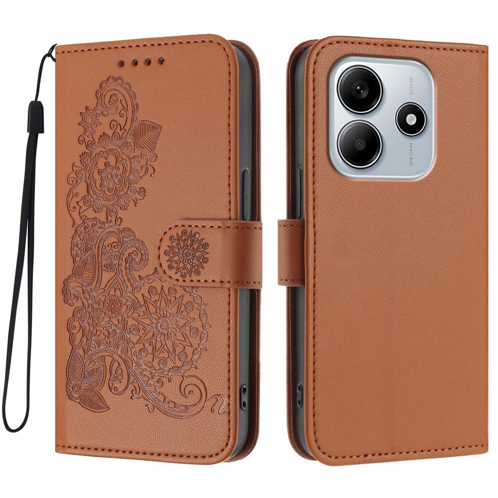For Xiaomi Redmi Note 14 4G (163.25x76.55x8.16mm) Phone Cases Mandala Flower Leather Wallet Mobile Cover with Strap
