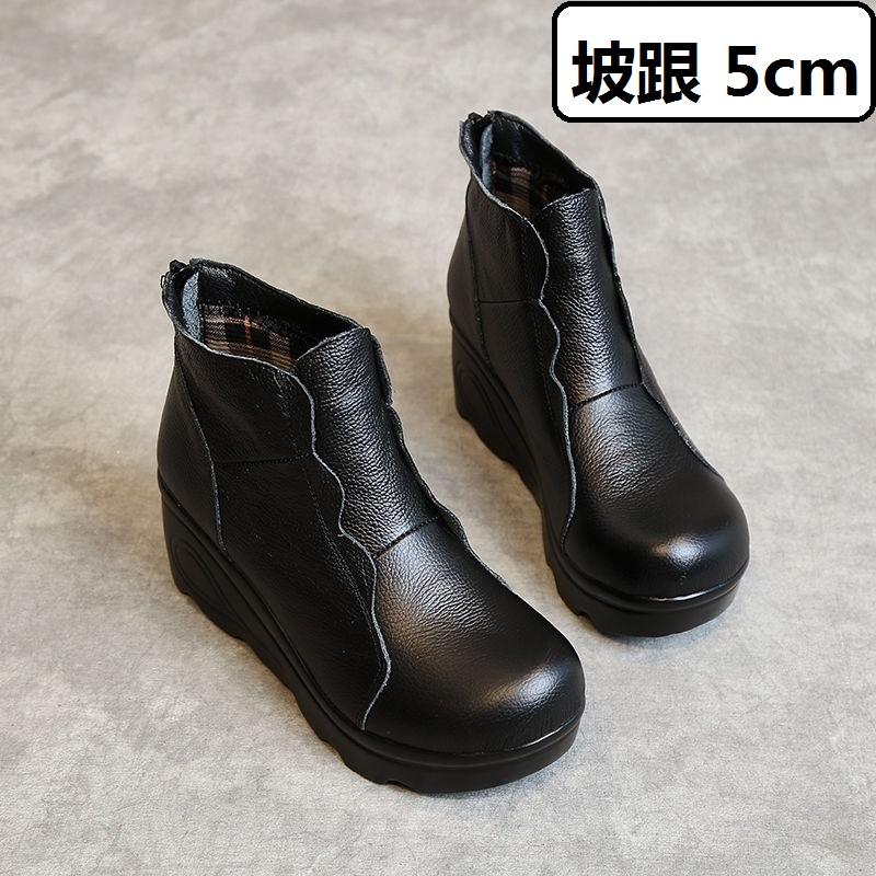 Шикарные туфли на танкетке, женские дизайнерские синие ботильоны из натуральной кожи для женщин, низкие каблуки, удобные туфли из коровьей кожи для мам, женские сапоги