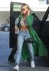 Leather Genuine Women's Green Trench Coat Lambskin Handmade Long Party Stylish