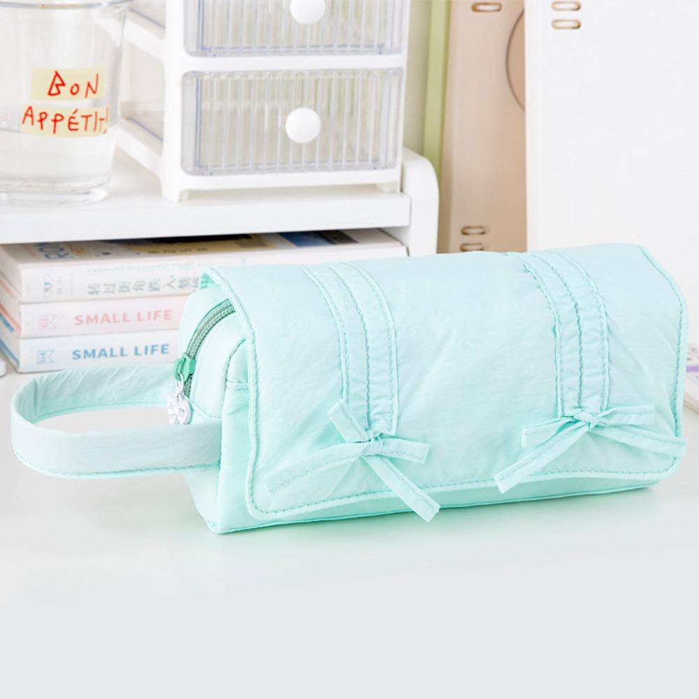 Bow Pencil Pouch Three Layers Stationery Storage Bag Save Space Pencil Case School