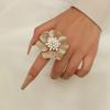 Fashion Simulation Pearl Flower Rings For Women Retro Simple Adjustable Opening Finger Ring Party Jewelry Gift