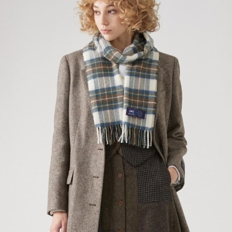 ABRAHAM MOON Шарф из мериносовой шерсти 25 см - Приглушенный синий Стюарт