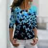 Women Autumn Tops Loose Red Butterfly Print Causal Long Sleeve T-shirt Top Blouse