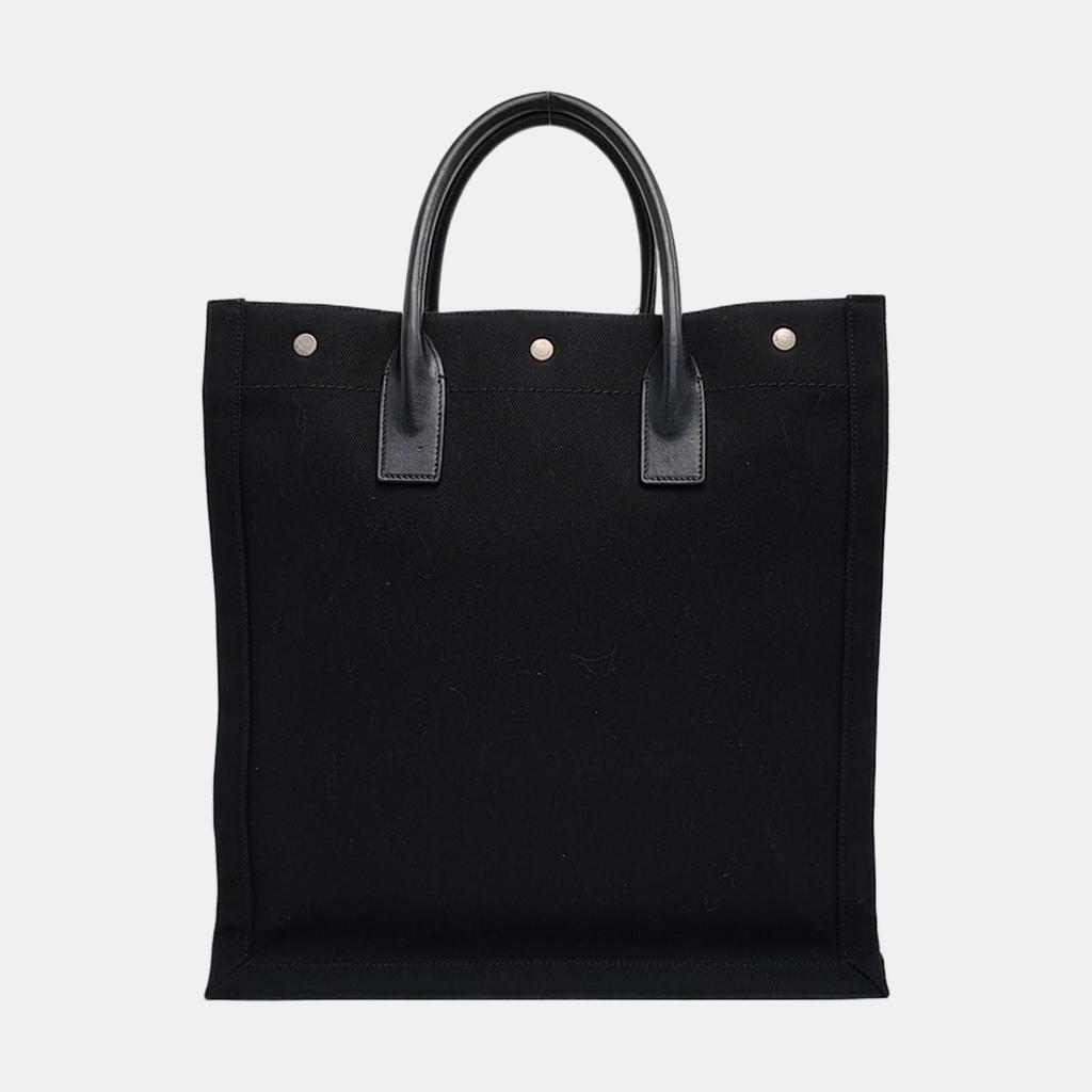 [Pre-Owned] Rive Gauche Logo Versatile Canvas And Leather Vertical Shoulder Crossbody Tote Bag - Excellent #1VHRLXY
