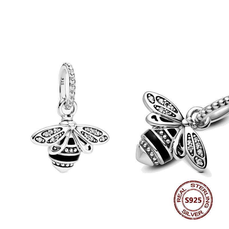 Подвески-хамелеоны, подходят модные оригинальные браслеты, серебро 925 пробы, циркон, осьминог, черепаха, бусина, бабочка, светлячок, подвеска, DIY изготовление ювелирных изделий