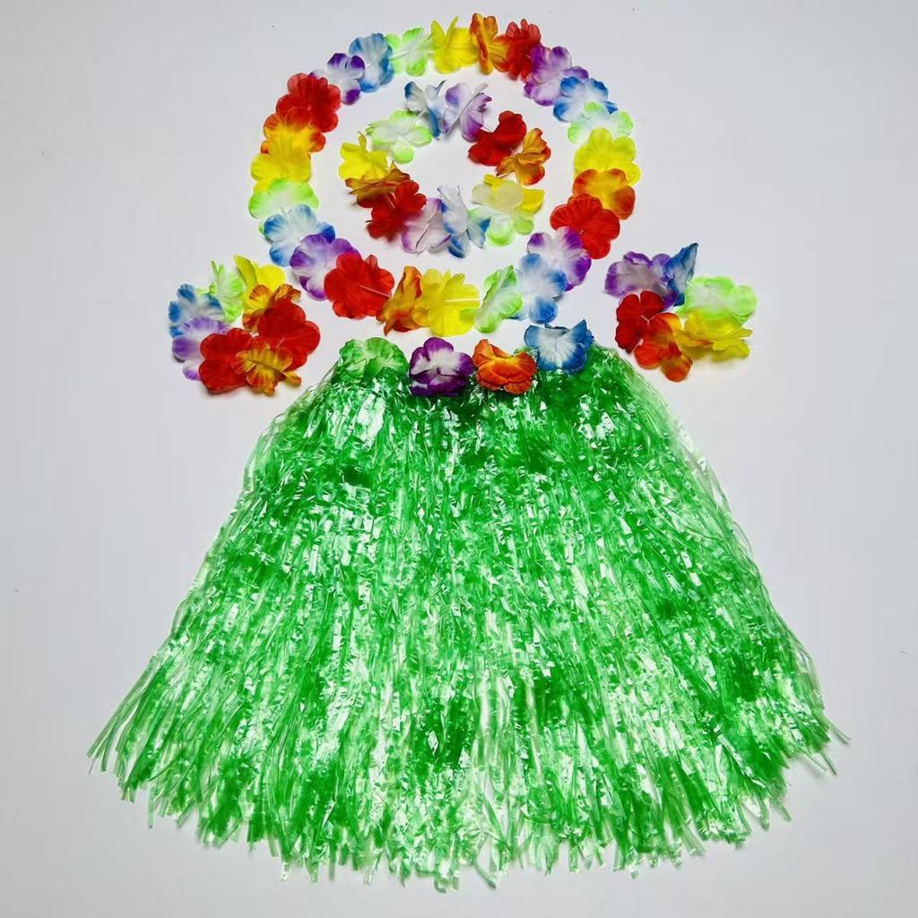 Carnival Ball Dance Performance Grass Skirt Set, Flower Garland, Head Flower, Hand Flower, Children's Grass Skirt