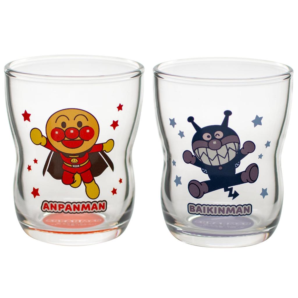 Стеклянные стаканчики для сока Otsuka Glass Anpanman Good Kids, Удобно держать (2 штуки, 130 мл), Детский набор посуды, Товары с Анпанманом и Бэкинманом, Прозрачный,
