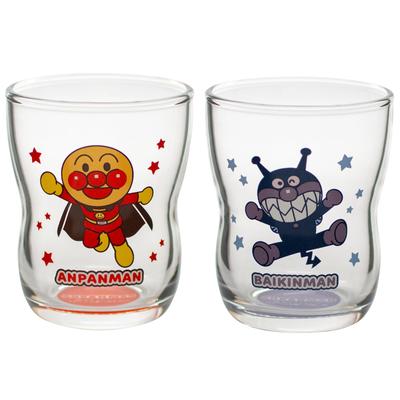 Стеклянные стаканчики для сока Otsuka Glass Anpanman Good Kids, Удобно держать (2 штуки, 130 мл), Детский набор посуды, Товары с Анпанманом и Бэкинманом, Прозрачный,