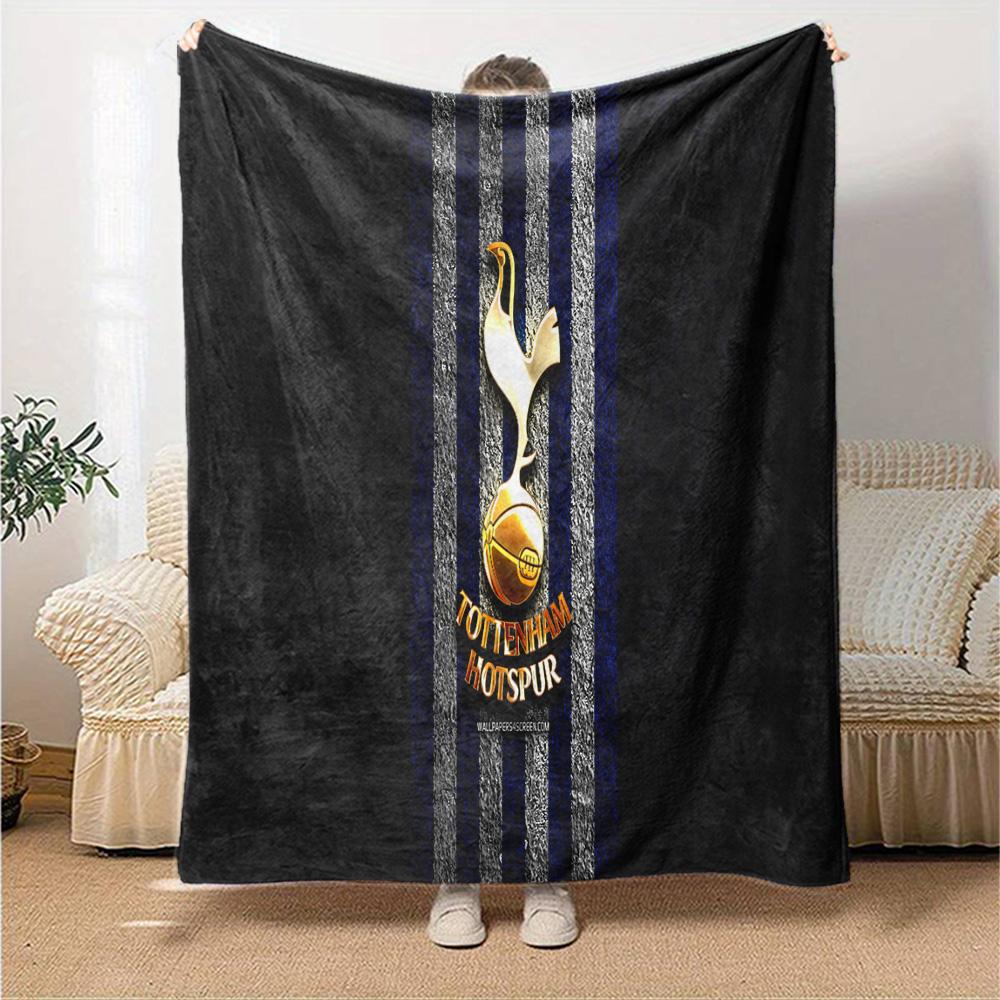 FC Tottenham Crest Flannel Blanket, Soft Polyester, Modern Design, All-Season for Camping, Travel, Gifts for holidays or birthdays