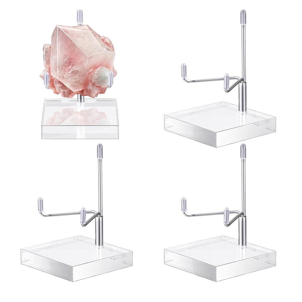 Adjustable Metal Arms Crystal Holder Soft Rubber Case Metal Mineral Rack  Museum
