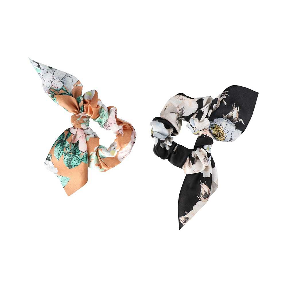 Girls Fashion Ribbon Rabbit Ear Print Flower Hair bands Hair rope Ponytail Hold Scrunchies Hair Tie