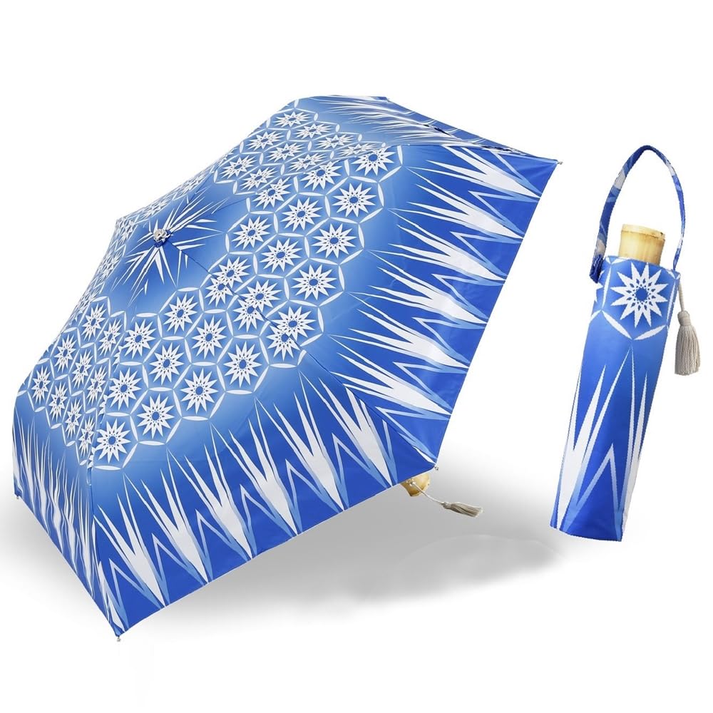 Ogawa Folding Sun and Rain Manual by Kiriko UV Cut Light Heat Water Safety UV 38024 Umbrella, Opening, 50cm, Kaba-jirushi Honpo, (Navy Blue), 99%+ &
