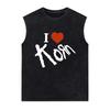 Korn Rock Band Vintage Washed Tank Tops Men's Fashion Metal Gothic Sleeveless Vest Cotton Oversized T-shirts Gym Clothing