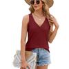 YYFS Women's Fashion Casual Summer Spring Solid Color Print Sleeveless V-Neck Blouses & Shirts