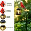 Solar Powered Cardinal Garden Stake Light Rustproof Iron Red Bird Lantern, Waterproof Outdoor Solar Lamp for Yard, Lawn, Flower Bed & Walkway