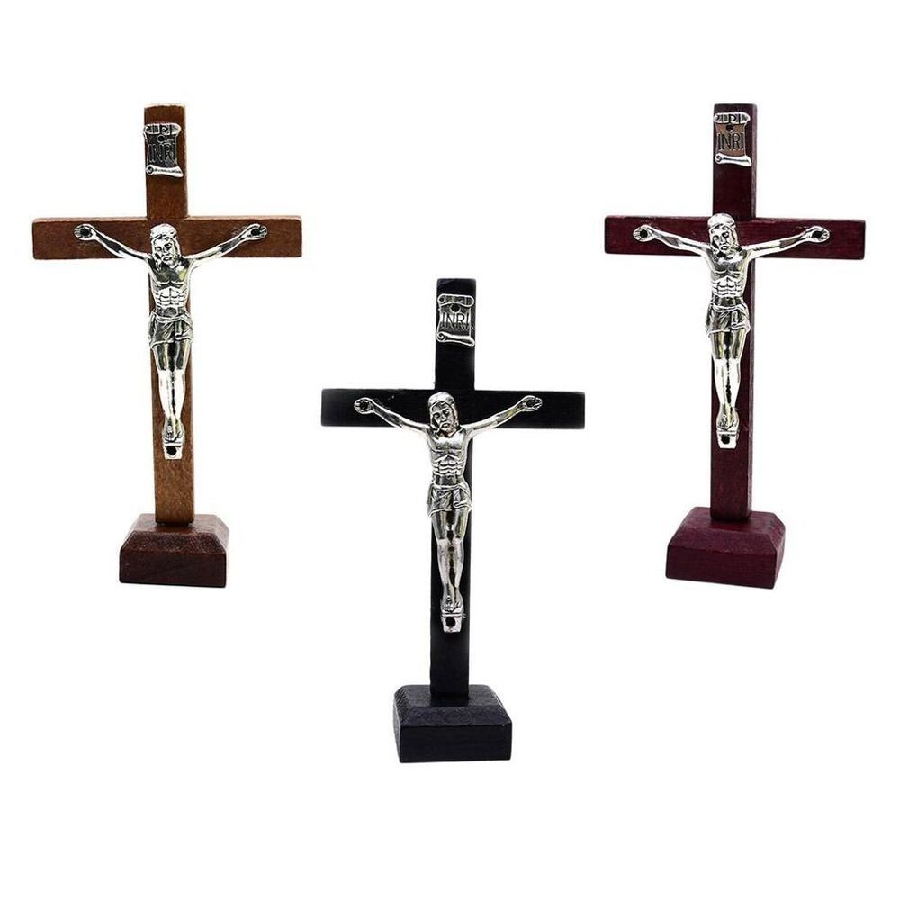 With Stand Wood Crucifix Catholic Vintage Religious Decoration Catholic Jesus Cross Office