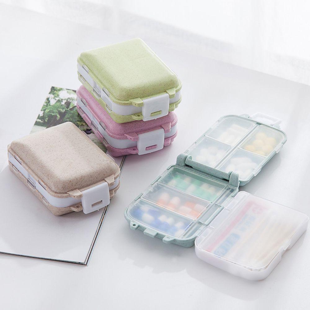 3-Layer Degradable Mini Dispenser Wheat Straw Medicine Storage Pill Boxes Travel Sealed