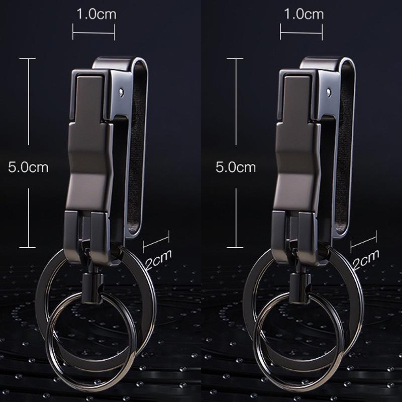 Belt Passable Car Keychain Men's Creative Zinc Alloy High Quality Anti-Lost Dual Keyring Key Pendant Accessories