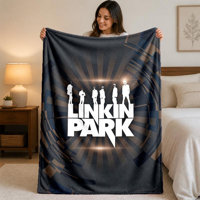 Linkin Park Print Flannel Blanket Cozy Lightweight Plush Throw Blanket For Bed Sofa Household Use