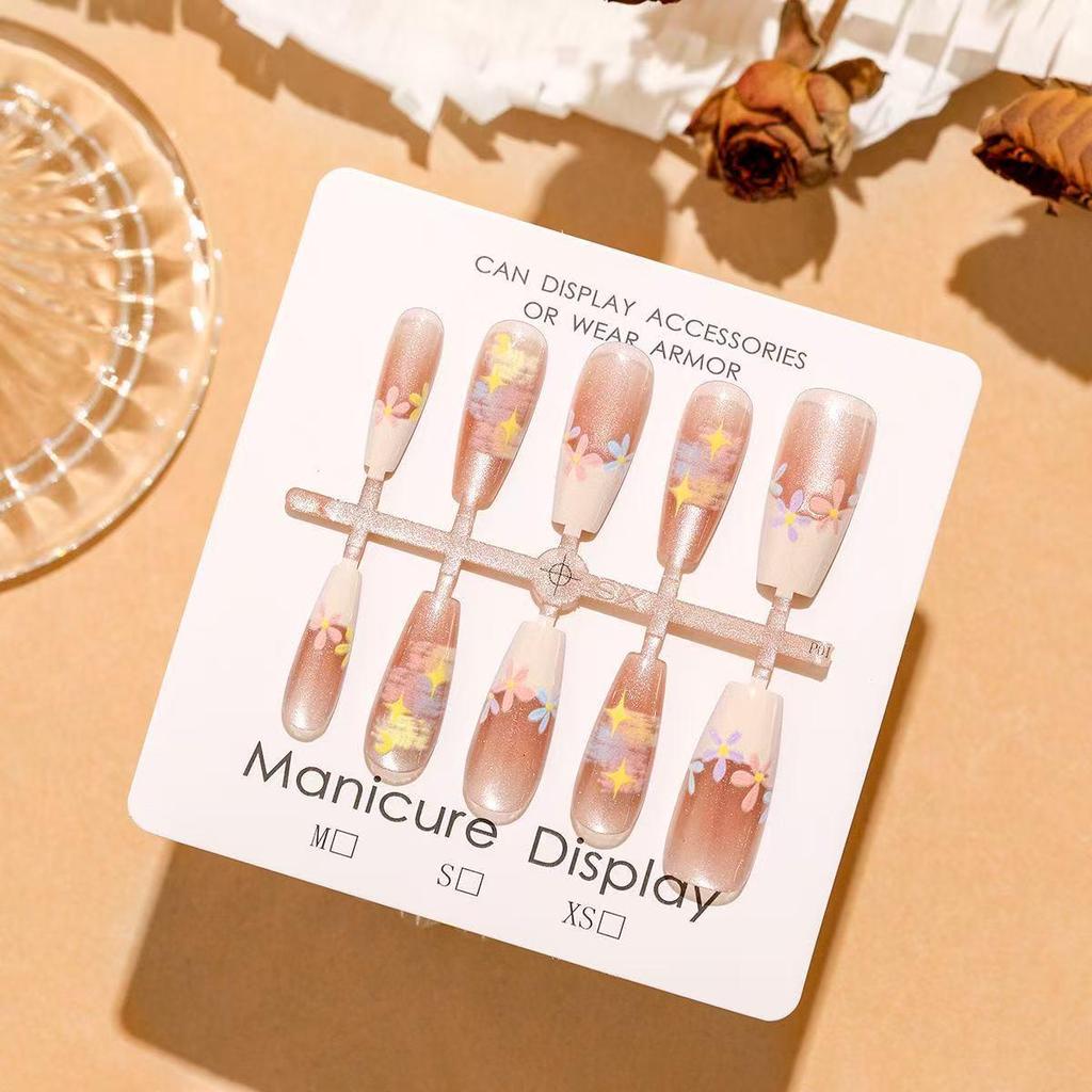 3D Bow & Heart Red Polka Dot Wearable Nail Art Stickers - Long Thin Girly Design